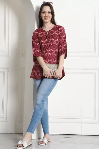 women's cotton tie-die printed  tunic