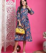 women's pure cotton jaipuri printed western dress