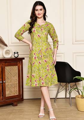 women's cotton jaipuri printed western dress 1