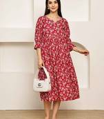 women's pure cotton jaipuri printed western dress