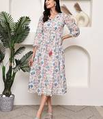 women's pure cotton jaipuri printed western dress