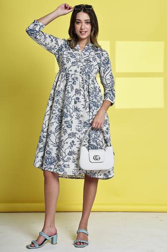 women's cotton jaipuri printed western dress