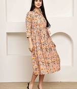 women's pure cotton jaipuri printed western dress