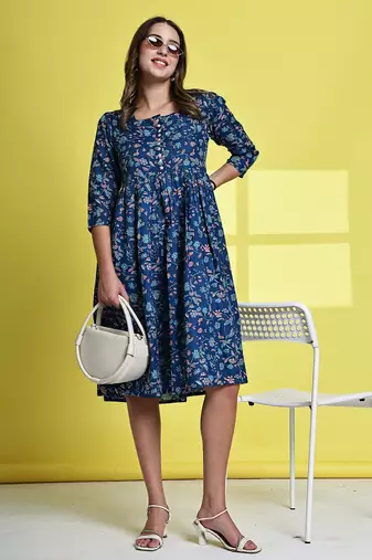 women's cotton jaipuri printed western dress