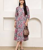 women's pure cotton jaipuri printed western dress