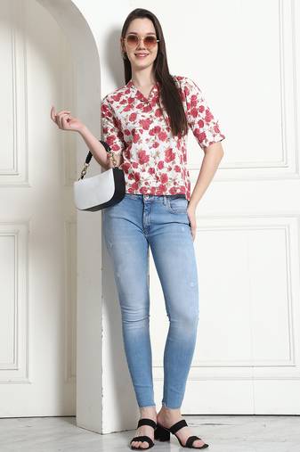 women's cotton jaipuri printed crop top