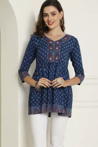 women's pure cotton jaipuri printed short top