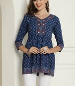 women's pure cotton jaipuri printed short top