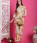 women's pure cotton abstract printed co-ords