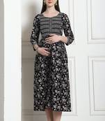 women's cotton jaipuri printed maternity gown with zipper