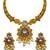 ​antique gold plated blue & gold meenakari necklace set with pearl drops.