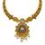 ​antique gold plated blue & gold meenakari necklace set with pearl drops.