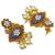 ​antique gold plated blue & gold meenakari necklace set with pearl drops.