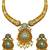 ​antique gold plated mint & gold meenakari necklace set with pearl drops.