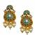 ​antique gold plated mint & gold meenakari necklace set with pearl drops.