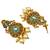 ​antique gold plated mint & gold meenakari necklace set with pearl drops.