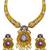 ​antique gold plated blue & gold kundan meenakari necklace set with pearl drops.
