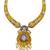 ​antique gold plated blue & gold kundan meenakari necklace set with pearl drops.