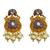 ​antique gold plated blue & gold kundan meenakari necklace set with pearl drops.