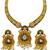 ​antique gold plated black & gold kundan meenakari necklace set with pearl drops.