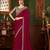 raspberry heavy chiffon silk blend saree with embroidery with unstitched blouse
