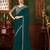 seagreen heavy chiffon silk blend saree with embroidery with unstitched blouse