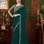 seagreen heavy chiffon silk blend saree with embroidery with unstitched blouse