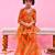 Orange printed chiffon sharara set