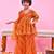 Orange printed chiffon sharara set