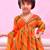 Orange printed chiffon sharara set