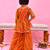 Orange printed chiffon sharara set