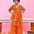 Orange printed chiffon sharara set