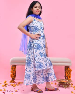 Multicolor printed chanderi kurta set 2