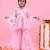Pink embroidered satin georgette sharara set