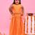 Orange printed dupion lehenga set