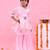 Pink embroidered satin georgette sharara set