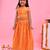 Orange printed dupion lehenga set