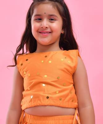 Orange printed dupion lehenga set 3