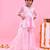 Pink embroidered satin georgette sharara set
