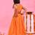 Orange printed dupion lehenga set
