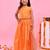 Orange printed dupion lehenga set