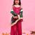Pink plain crepe silk sharara set