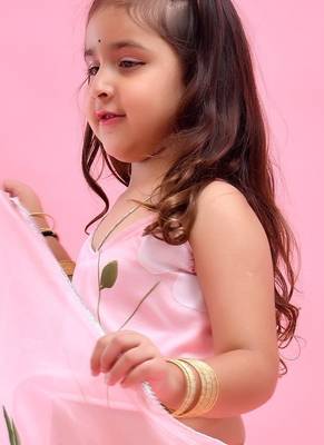 Pink printed organza lehenga set 2