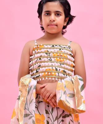 Multicolor printed chanderi lehenga set 5