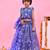 Blue printed chanderi lehenga set
