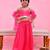Magenta printed cotton silk lehenga set