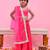 Magenta printed cotton silk lehenga set