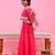 Magenta printed cotton silk lehenga set