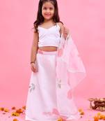 White printed organza lehenga set
