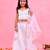 White printed organza lehenga set